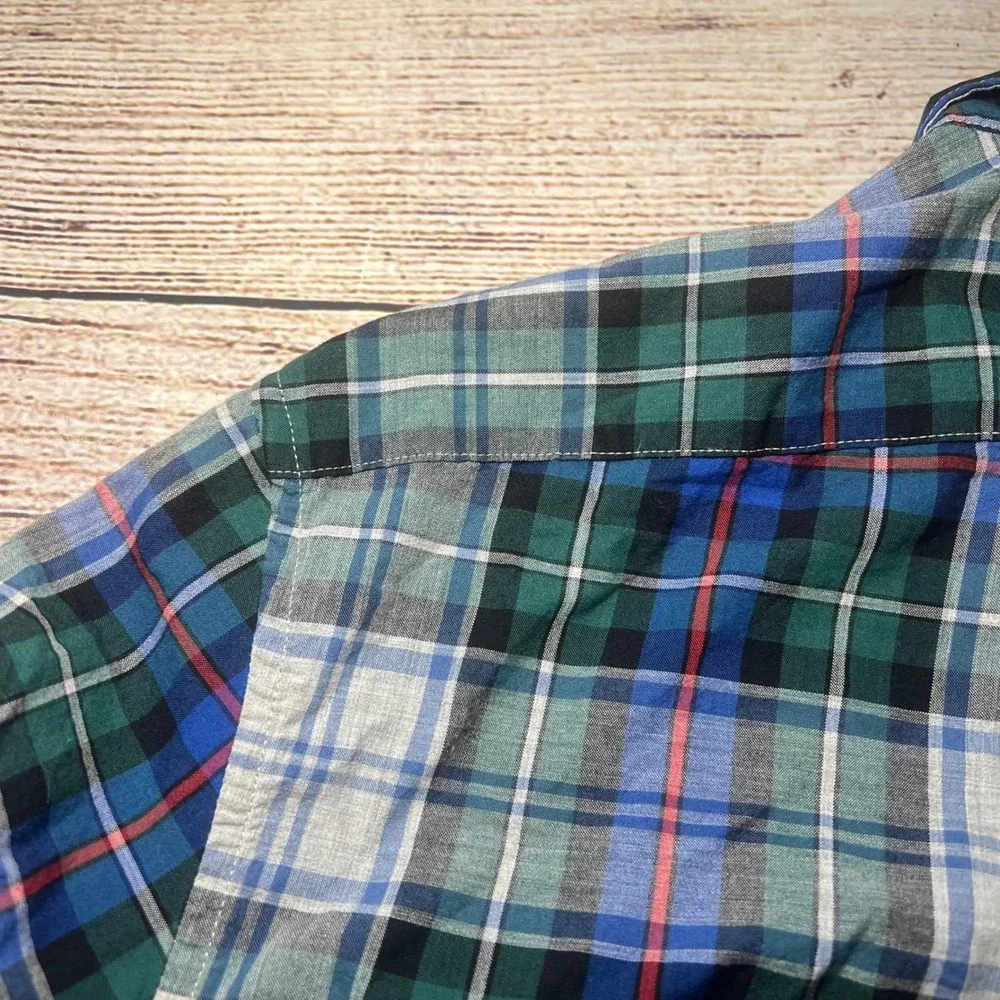 J Crew Classic Fit Plaid Button Down Shirt Mens Size‎ S Blue Green Red Cotton
